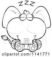 Poster, Art Print Of Black And White Cute Baby Elephant Sleeping