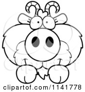 Poster, Art Print Of Black And White Cute Goat Looking Over A Surface