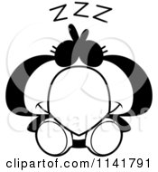 Cartoon Clipart Of A Black And White Sleeping Penguin Chick Vector Outlined Coloring Page