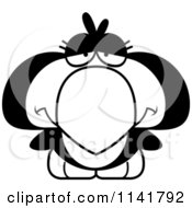 Cartoon Clipart Of A Black And White Depressed Penguin Chick Vector Outlined Coloring Page