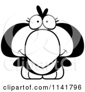 Cartoon Clipart Of A Black And White Cute Penguin Chick Vector Outlined Coloring Page