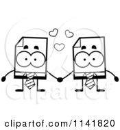 Poster, Art Print Of Black And White Business Document Mascots Holding Hands