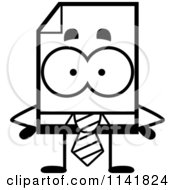 Cartoon Clipart Of A Black And White Business Document Mascot With Hands On Hips Vector Outlined Coloring Page