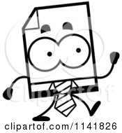 Cartoon Clipart Of A Black And White Business Document Mascot Walking Vector Outlined Coloring Page