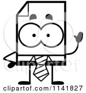 Poster, Art Print Of Black And White Business Document Mascot Waving