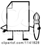 Poster, Art Print Of Black And White Blank Document Mascot Holding A Paintbrush
