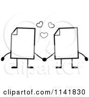 Poster, Art Print Of Black And White Blank Document Mascots Holding Hands