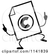 Poster, Art Print Of Black And White Copyright Document Mascot Doing A Happy Dance