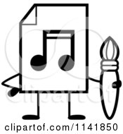 Poster, Art Print Of Black And White Mp3 Music Document Mascot Holding A Paintbrush