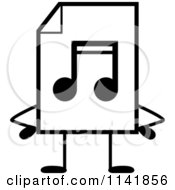 Poster, Art Print Of Black And White Mp3 Music Document Mascot With Hands On Hips