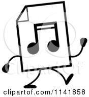 Poster, Art Print Of Black And White Mp3 Music Document Mascot Walking