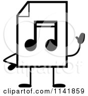 Poster, Art Print Of Black And White Mp3 Music Document Mascot Waving