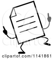 Poster, Art Print Of Black And White Note Document Mascot Doing A Happy Dance