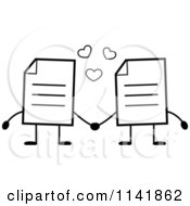 Poster, Art Print Of Black And White Note Document Mascots Holding Hands