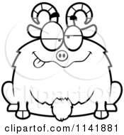 Poster, Art Print Of Black And White Chubby Goofy Goat