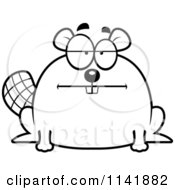 Poster, Art Print Of Black And White Bored Chubby Beaver