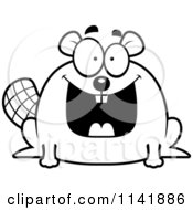 Poster, Art Print Of Black And White Happy Chubby Beaver