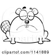 Poster, Art Print Of Black And White Depressed Chubby Beaver