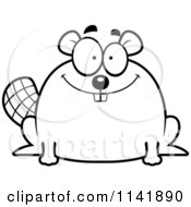 Poster, Art Print Of Black And White Smiling Chubby Beaver