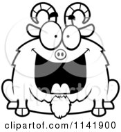 Poster, Art Print Of Black And White Chubby Grinning Goat