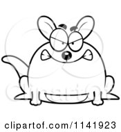 Cartoon Clipart Of A Black And White Chubby Mad Kangaroo Vector Outlined Coloring Page