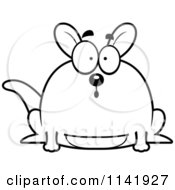 Cartoon Clipart Of A Black And White Chubby Surprised Kangaroo Vector Outlined Coloring Page