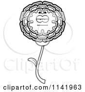 Black And White Bored Marigold Flower Character