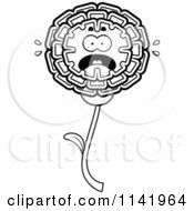 Poster, Art Print Of Black And White Scared Marigold Flower Character