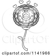 Black And White Marigold Flower Character In Love