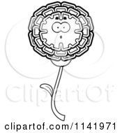 Poster, Art Print Of Black And White Surprised Marigold Flower Character
