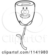 Poster, Art Print Of Black And White Happy Smiling Rose Flower Character