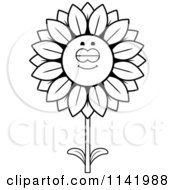 Poster, Art Print Of Black And White Sleeping Sunflower Character