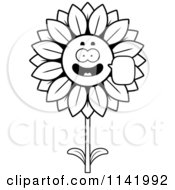 Poster, Art Print Of Black And White Talking Sunflower Character