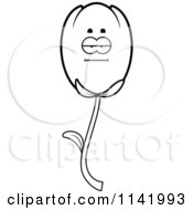 Poster, Art Print Of Black And White Bored Tulip Flower Character