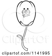 Poster, Art Print Of Black And White Drunk Tulip Flower Character