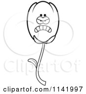 Poster, Art Print Of Black And White Angry Tulip Flower Character