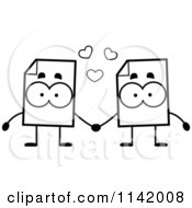 Poster, Art Print Of Black And White Document Mascots Holding Hands