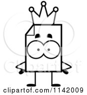 Cartoon Clipart Of A Black And White Document Mascot King Vector Outlined Coloring Page