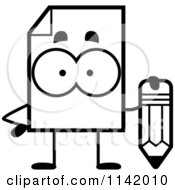 Poster, Art Print Of Black And White Document Mascot Holding A Pencil