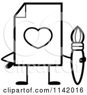 Poster, Art Print Of Black And White Love Document Mascot Holding A Paintbrush