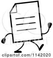 Poster, Art Print Of Black And White Note Document Mascot Walking