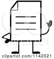 Poster, Art Print Of Black And White Note Document Mascot Waving