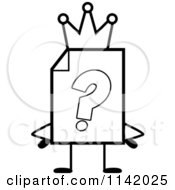 Cartoon Clipart Of A Black And White Help Document Mascot King Vector Outlined Coloring Page