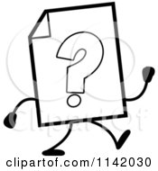 Cartoon Clipart Of A Black And White Help Document Mascot Walking Vector Outlined Coloring Page