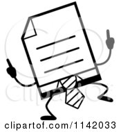 Poster, Art Print Of Black And White Business Document Mascot In A Red Tie Doing A Happy Dance