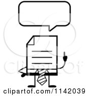 Poster, Art Print Of Black And White Business Document Mascot In A Red Tie Talking
