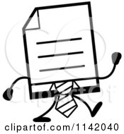 Poster, Art Print Of Black And White Business Document Mascot In A Red Tie Walking