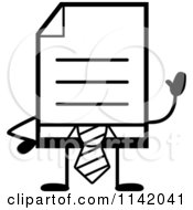 Poster, Art Print Of Black And White Business Document Mascot In A Red Tie Waving