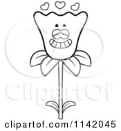 Poster, Art Print Of Black And White Daffodil Flower Character In Love