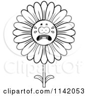 Poster, Art Print Of Black And White Scared Daisy Flower Character